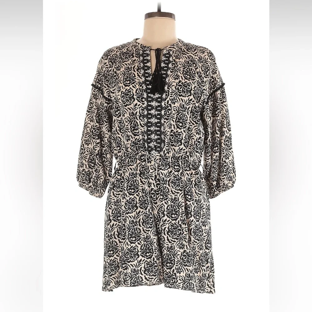Zara floral printed linen blend romper